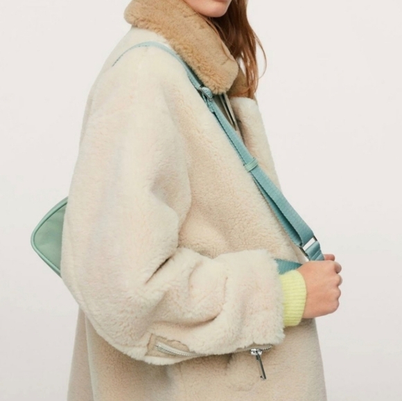 Mango Oversized Faux Fur and Shearling Effect Jacket In Ecru Size Small - Picture 16 of 16